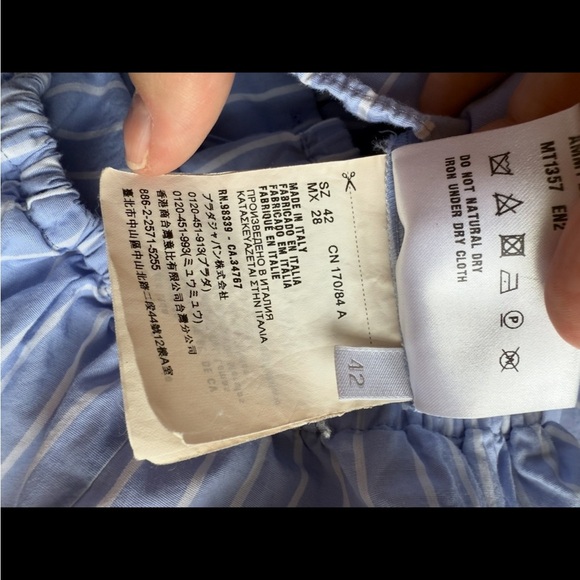 Miu Miu Blue Stipped Off The Shoulder Crop Top Size Small - Picture 6 of 8